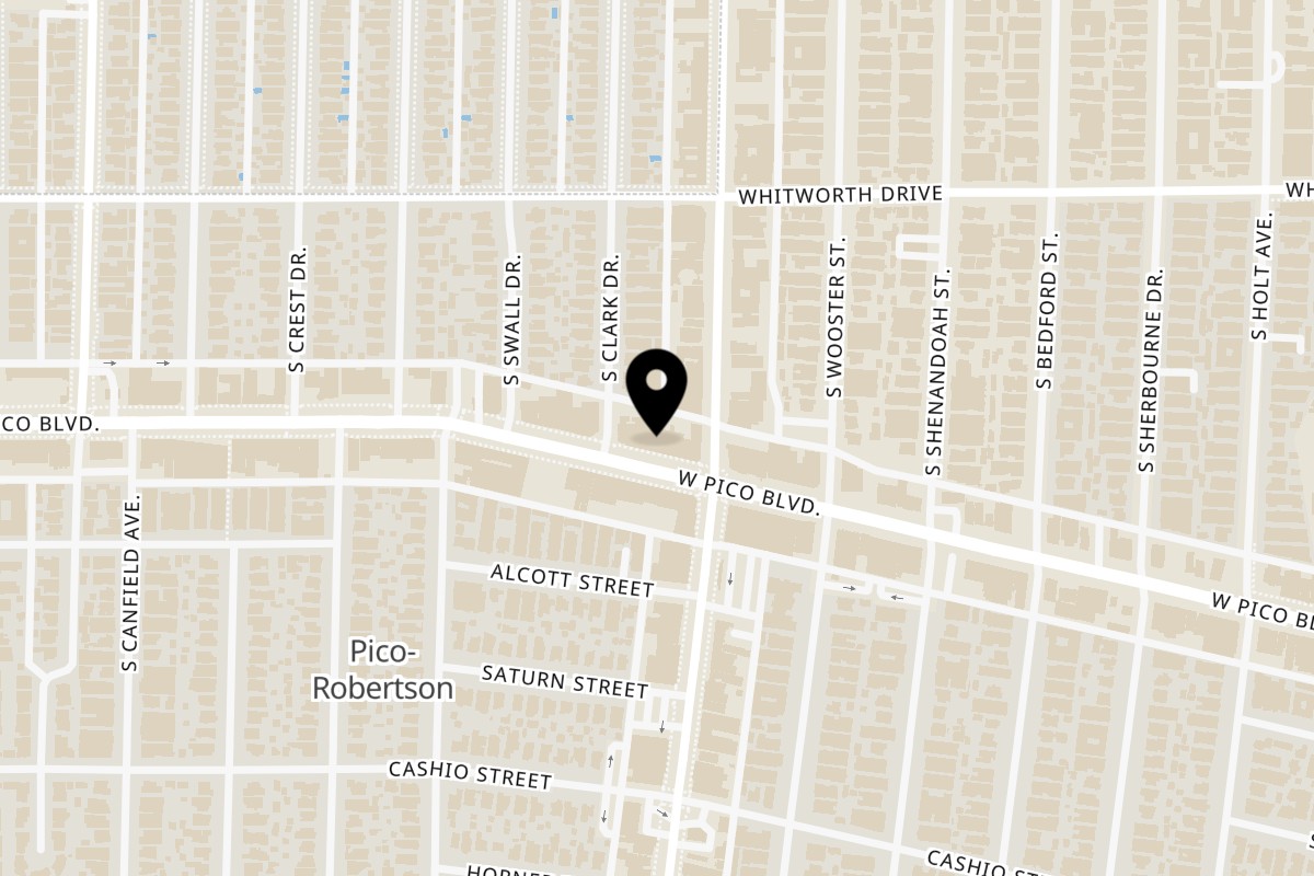 Map showing the location of Lenny's Casita on 8823 W Pico Blvd in Los Angeles